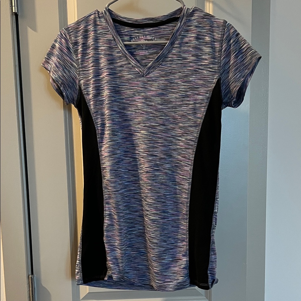 Beverly Hills Polo Club Women's Purple and Black Short Sleeve Tee